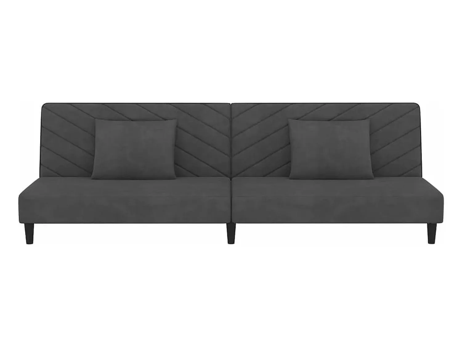 Sofá| Sofá-cama 2 lugares com duas almofadas veludo -escuro PT467301 Cinzento