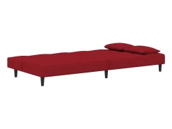 Sofá| Sofá-cama 2 lugares com duas almofadas veludo tinto PT786233 Vermelho