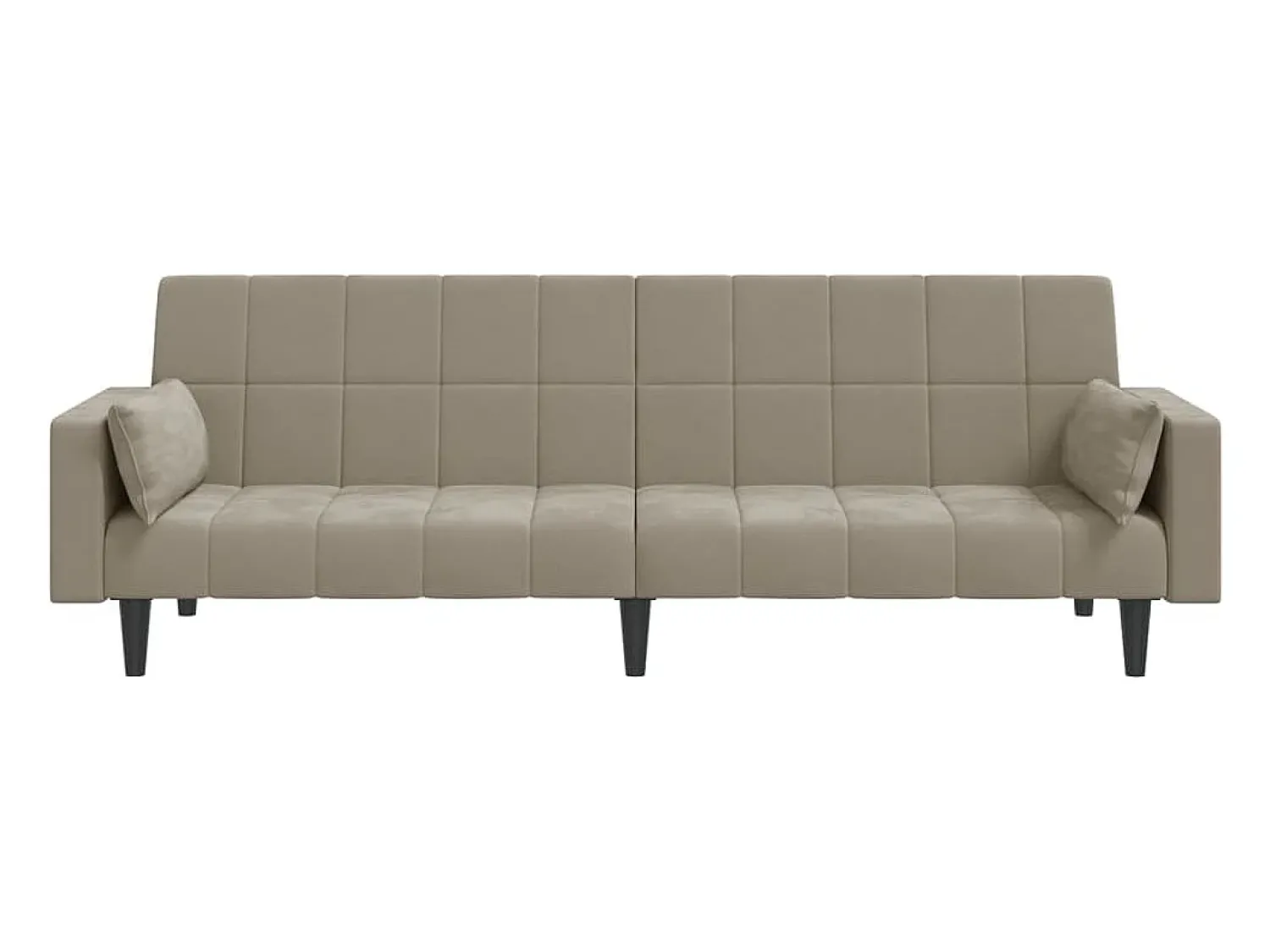 Sofá* Sofá-cama 2 lugares com duas almofadas veludo cinzento-claro PT887803 Cinzento claro