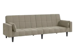 Sofá* Sofá-cama 2 lugares com duas almofadas veludo cinzento-claro PT887803 Cinzento claro