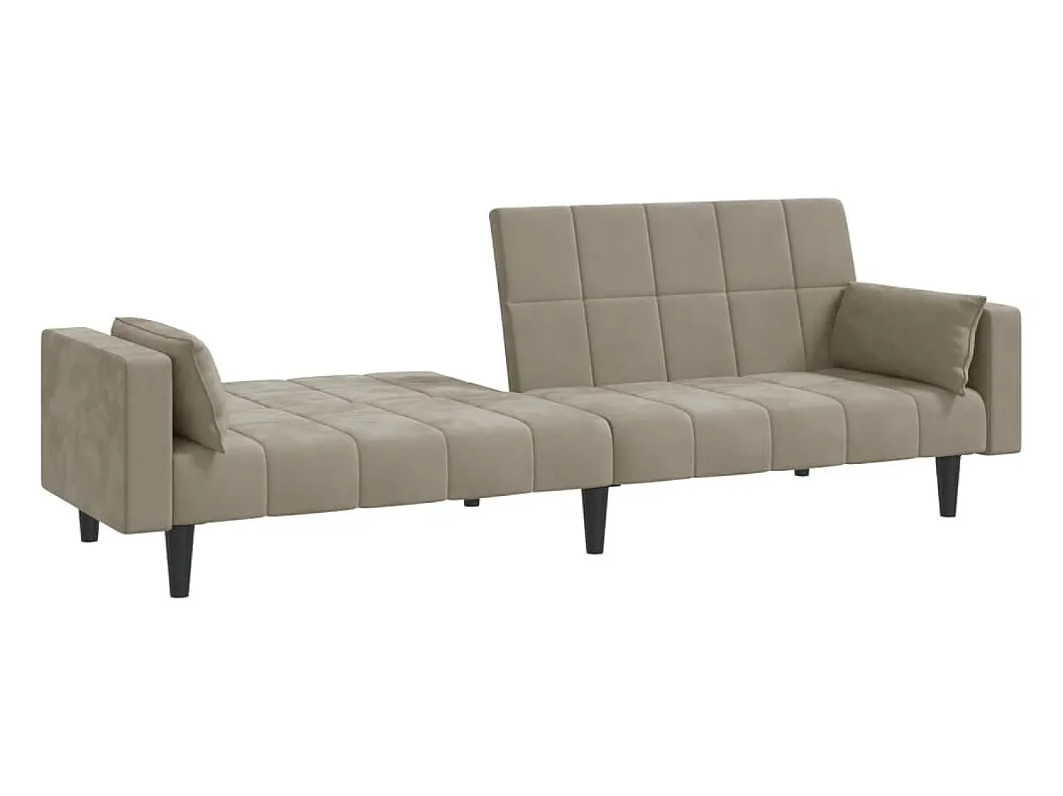 Sofá* Sofá-cama 2 lugares com duas almofadas veludo cinzento-claro PT887803 Cinzento claro