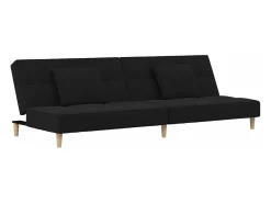Sofá|vidaxl Sofá-cama 2 lugares com duas almofadas tecido Preto