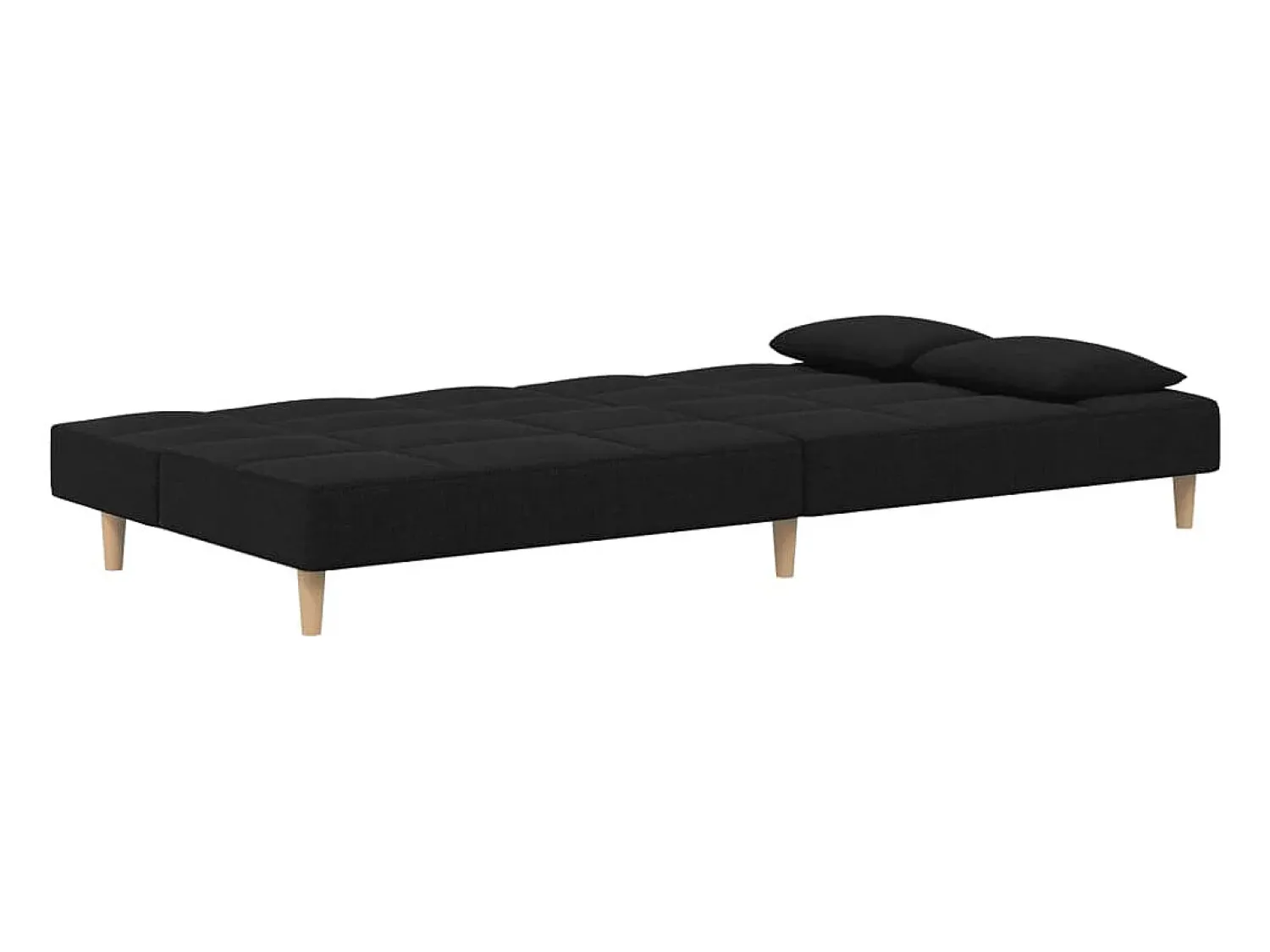 Sofá|vidaxl Sofá-cama 2 lugares com duas almofadas tecido Preto