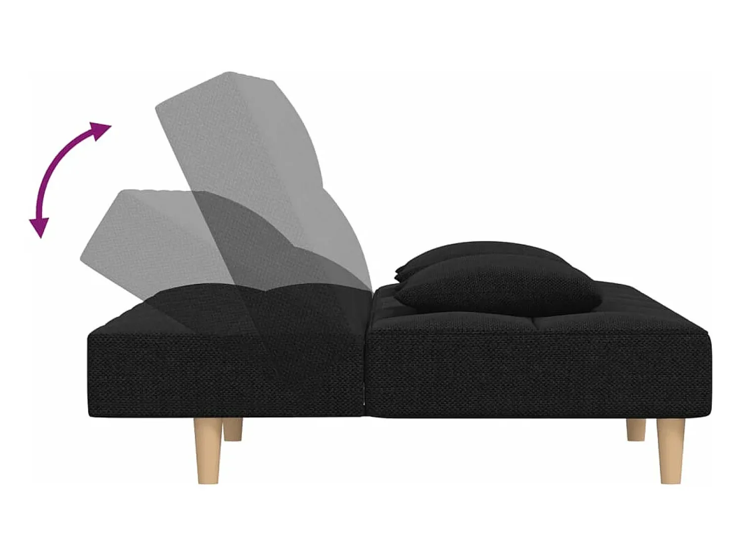 Sofá|vidaxl Sofá-cama 2 lugares com duas almofadas tecido Preto