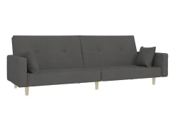 New Sofá-cama 2 lugares com duas almofadas tecido -escuro PT862266 Cinzento