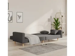 New Sofá-cama 2 lugares com duas almofadas tecido -escuro PT862266 Cinzento