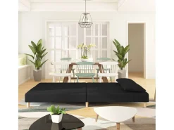 Sofá* Sofá-cama 2 lugares com duas almofadas tecido PT439309 Preto