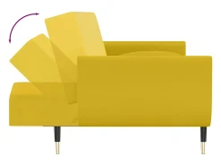 Sofá|vidaxl Sofá-cama 2 lugares com duas almofadas veludo Amarelo