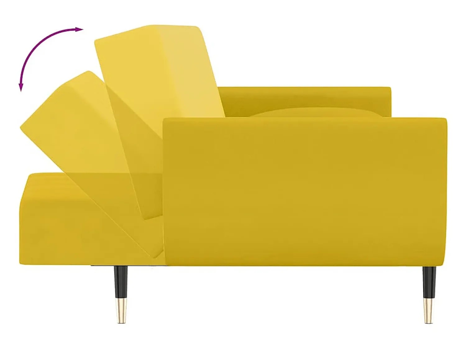 Sofá|vidaxl Sofá-cama 2 lugares com duas almofadas veludo Amarelo