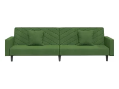 Sofá*vidaxl Sofá-cama 2 lugares com duas almofadas veludo -escuro Verde