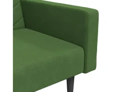 Sofá*vidaxl Sofá-cama 2 lugares com duas almofadas veludo -escuro Verde