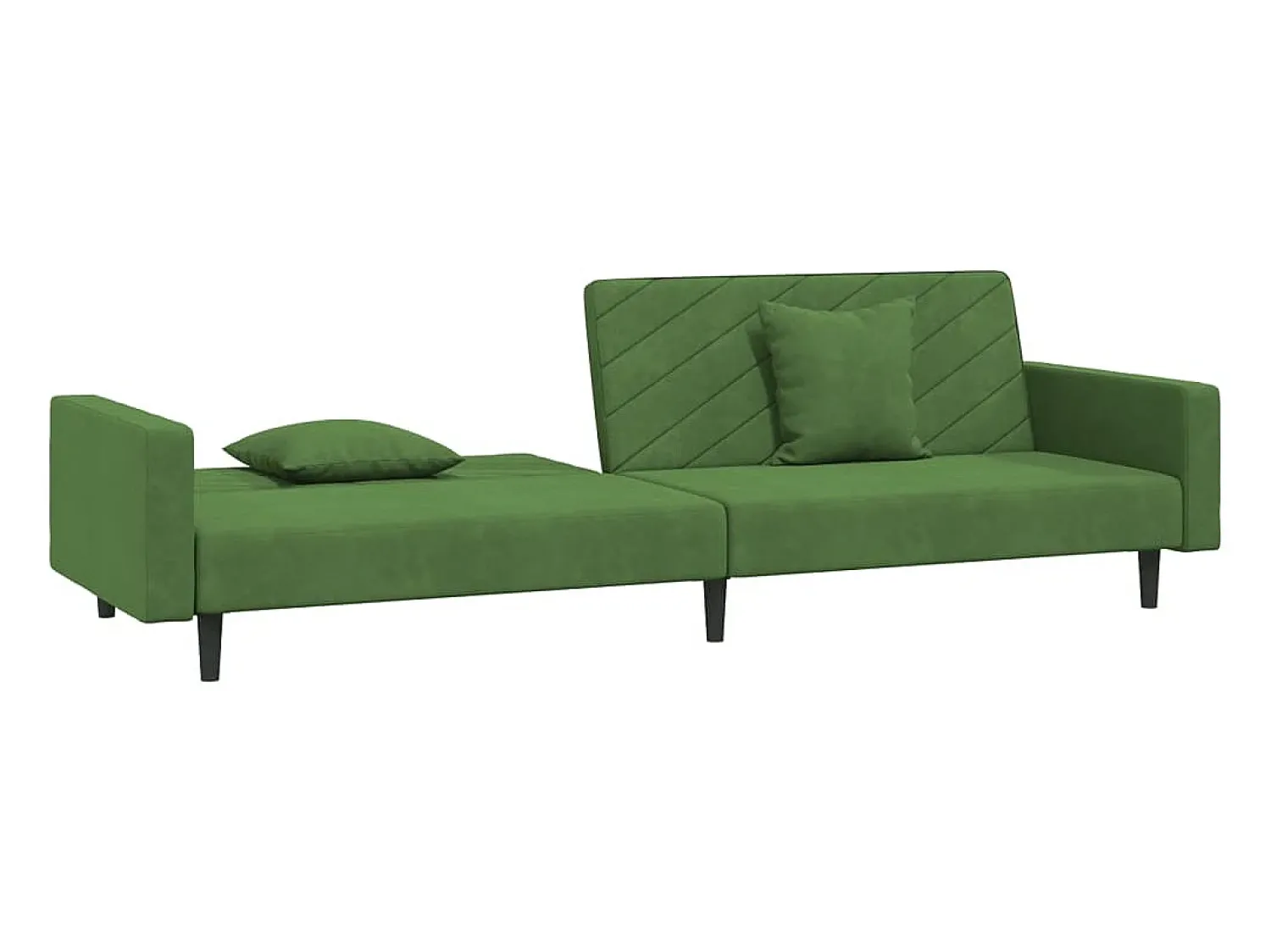 Sofá*vidaxl Sofá-cama 2 lugares com duas almofadas veludo -escuro Verde