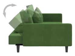 Sofá*vidaxl Sofá-cama 2 lugares com duas almofadas veludo -escuro Verde