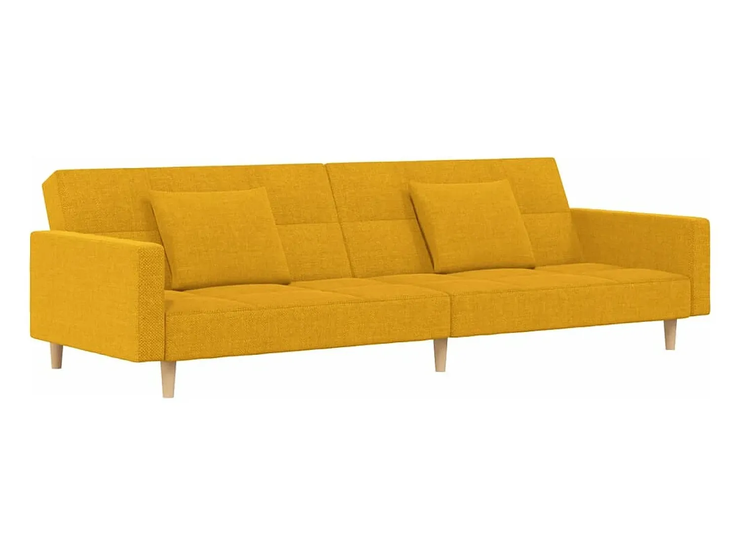 Online vidaxl Sofá-cama 2 lugares com duas almofadas tecido Amarelo