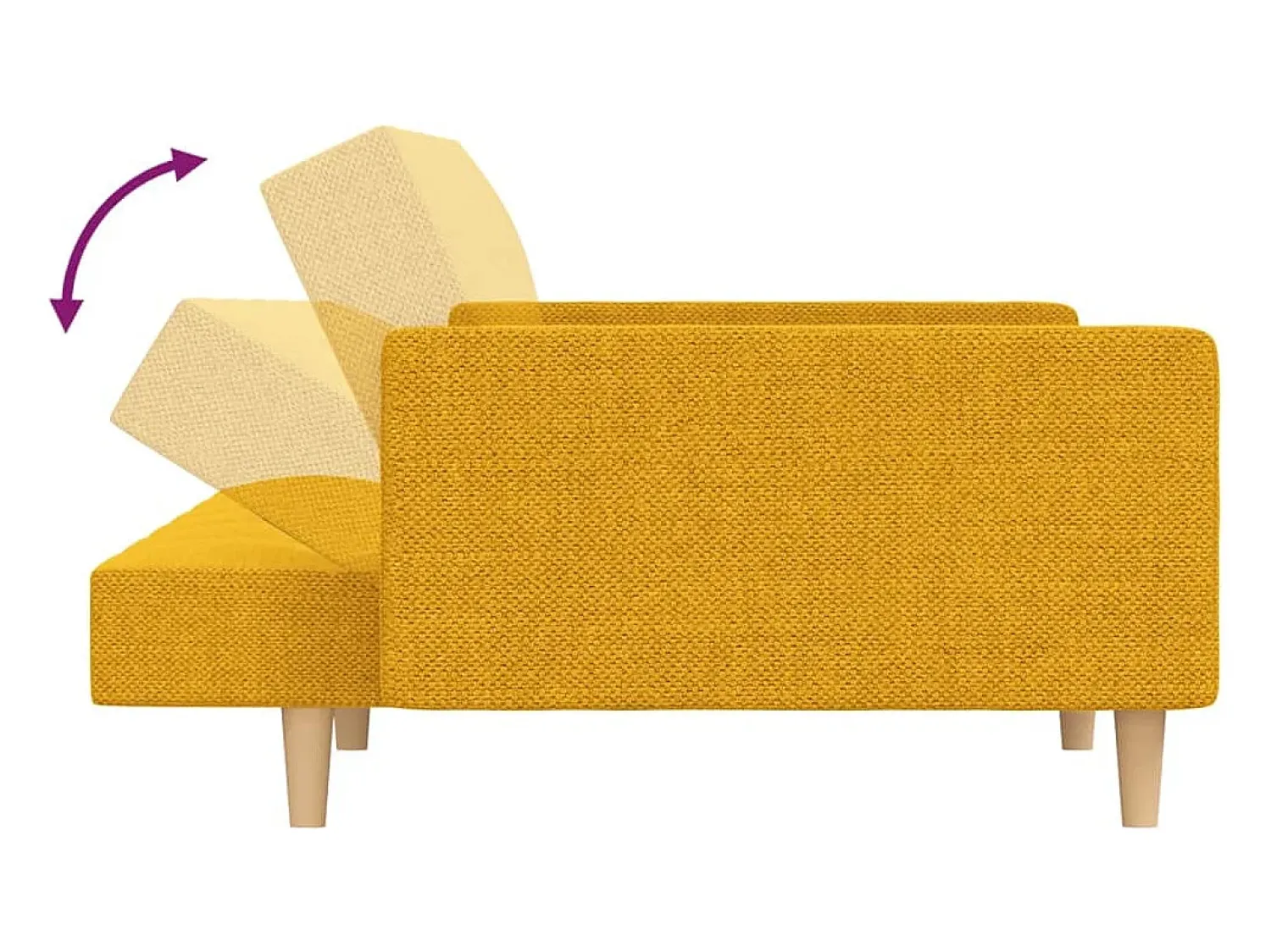 Online vidaxl Sofá-cama 2 lugares com duas almofadas tecido Amarelo