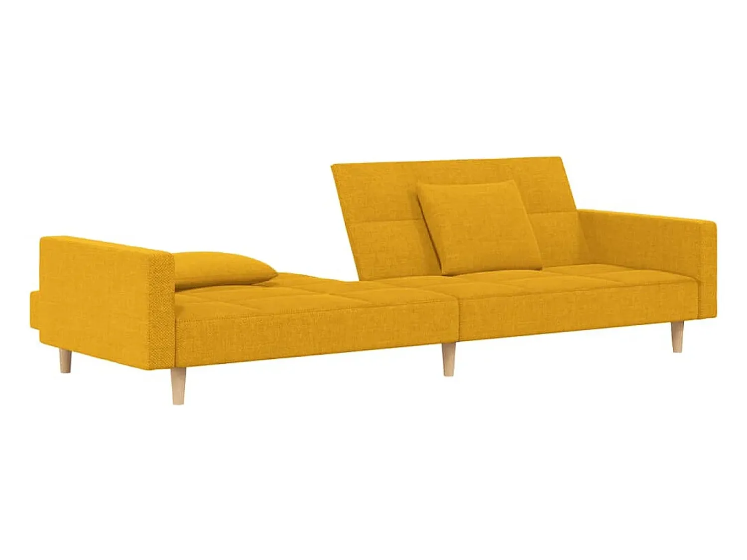 Online vidaxl Sofá-cama 2 lugares com duas almofadas tecido Amarelo