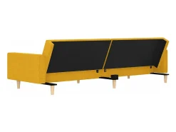 Online vidaxl Sofá-cama 2 lugares com duas almofadas tecido Amarelo