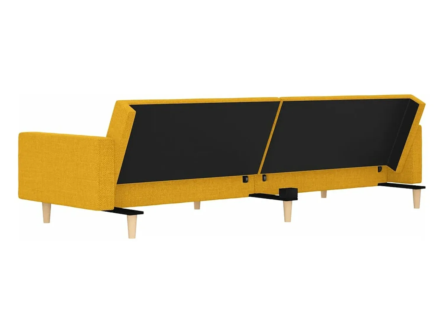 Online vidaxl Sofá-cama 2 lugares com duas almofadas tecido Amarelo