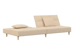 Sofá-cama 2 lugares com duas almofadas tecido cor PT527375^ Sofá