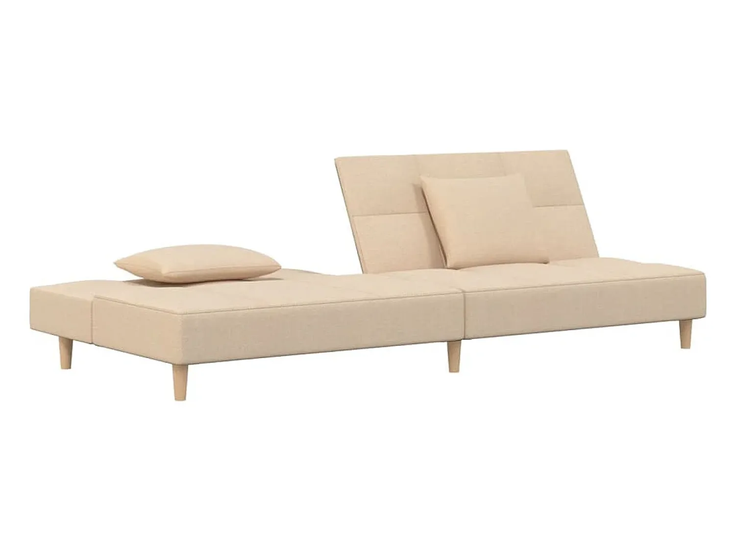 Sofá-cama 2 lugares com duas almofadas tecido cor PT527375^ Sofá