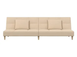 Sofá-cama 2 lugares com duas almofadas tecido cor PT527375^ Sofá