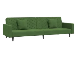 Sofá-cama 2 lugares com duas almofadas veludo -escuro PT578613^ Sofá