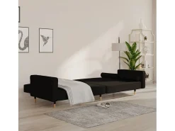 Sofá* Sofá-cama 2 lugares com duas almofadas veludo PT595798 Preto
