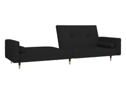 Sofá* Sofá-cama 2 lugares com duas almofadas veludo PT595798 Preto