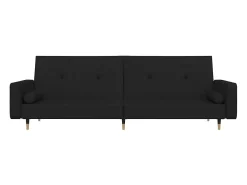 Sofá* Sofá-cama 2 lugares com duas almofadas veludo PT595798 Preto