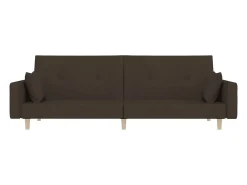 Sofá|vidaxl Sofá-cama 2 lugares com duas almofadas tecido -escuro Castanho