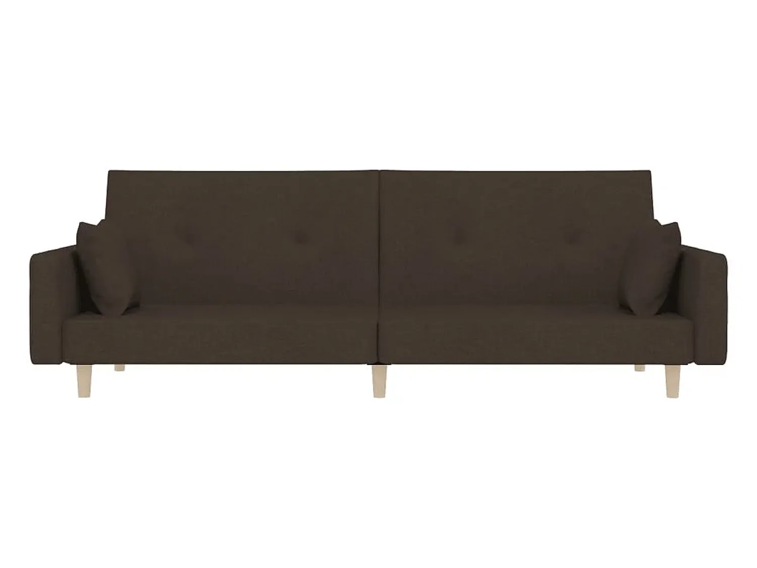 Sofá|vidaxl Sofá-cama 2 lugares com duas almofadas tecido -escuro Castanho