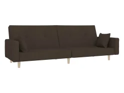 Sofá|vidaxl Sofá-cama 2 lugares com duas almofadas tecido -escuro Castanho