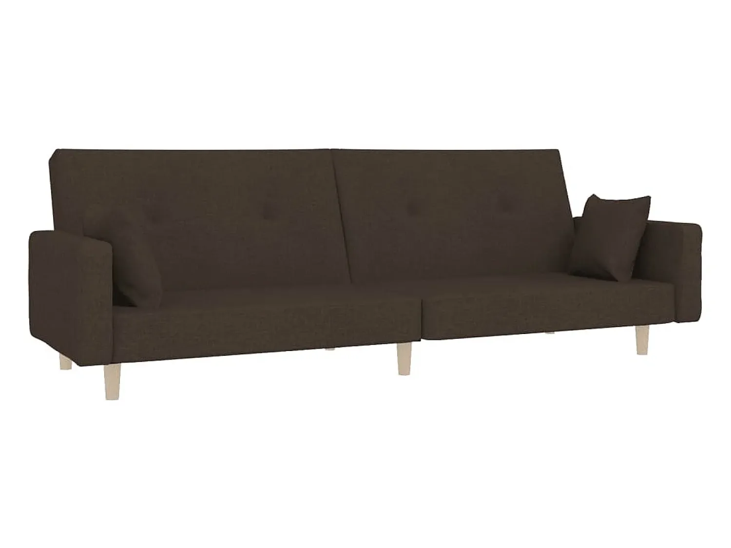 Sofá|vidaxl Sofá-cama 2 lugares com duas almofadas tecido -escuro Castanho