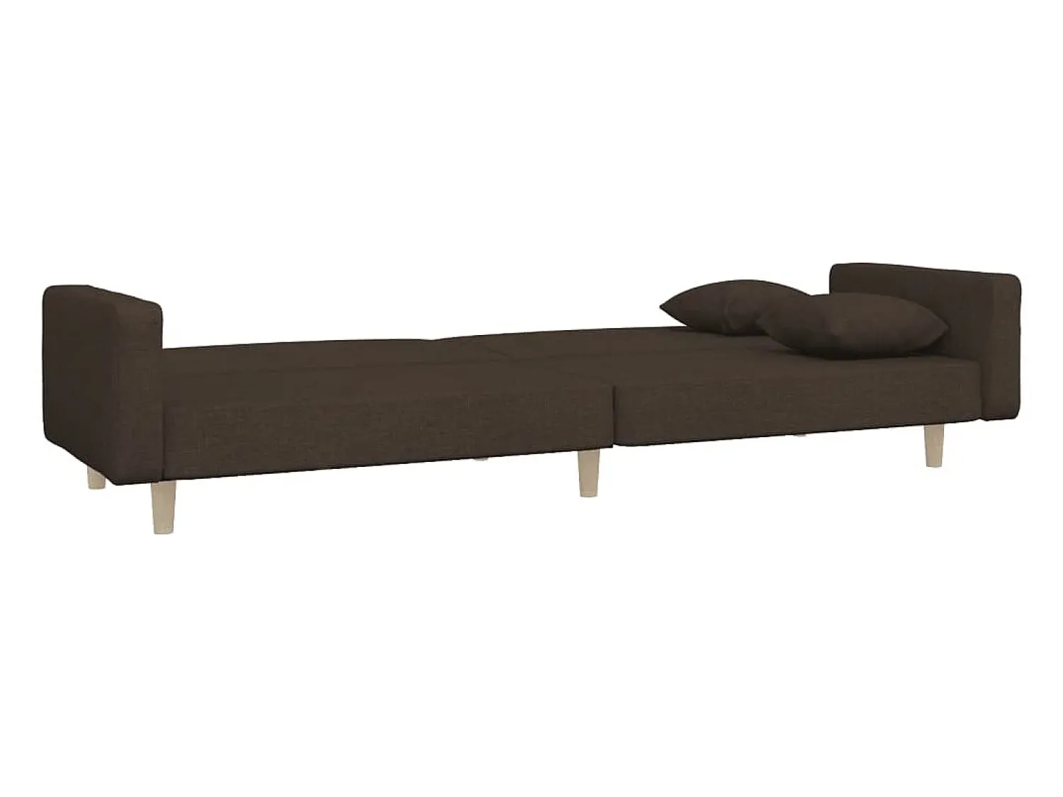 Sofá|vidaxl Sofá-cama 2 lugares com duas almofadas tecido -escuro Castanho