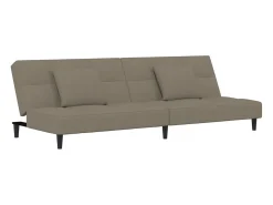 Sofá-cama 2 lugares com duas almofadas veludo -claro PT860011^ Sofá