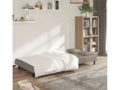 Sofá-cama 2 lugares com duas almofadas veludo -claro PT860011^ Sofá
