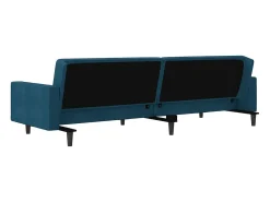Outlet vidaxl Sofá-cama 2 lugares com duas almofadas veludo Azul
