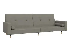 Sofá| Sofá-cama 2 lugares com duas almofadas veludo -claro PT894088 Cinzento