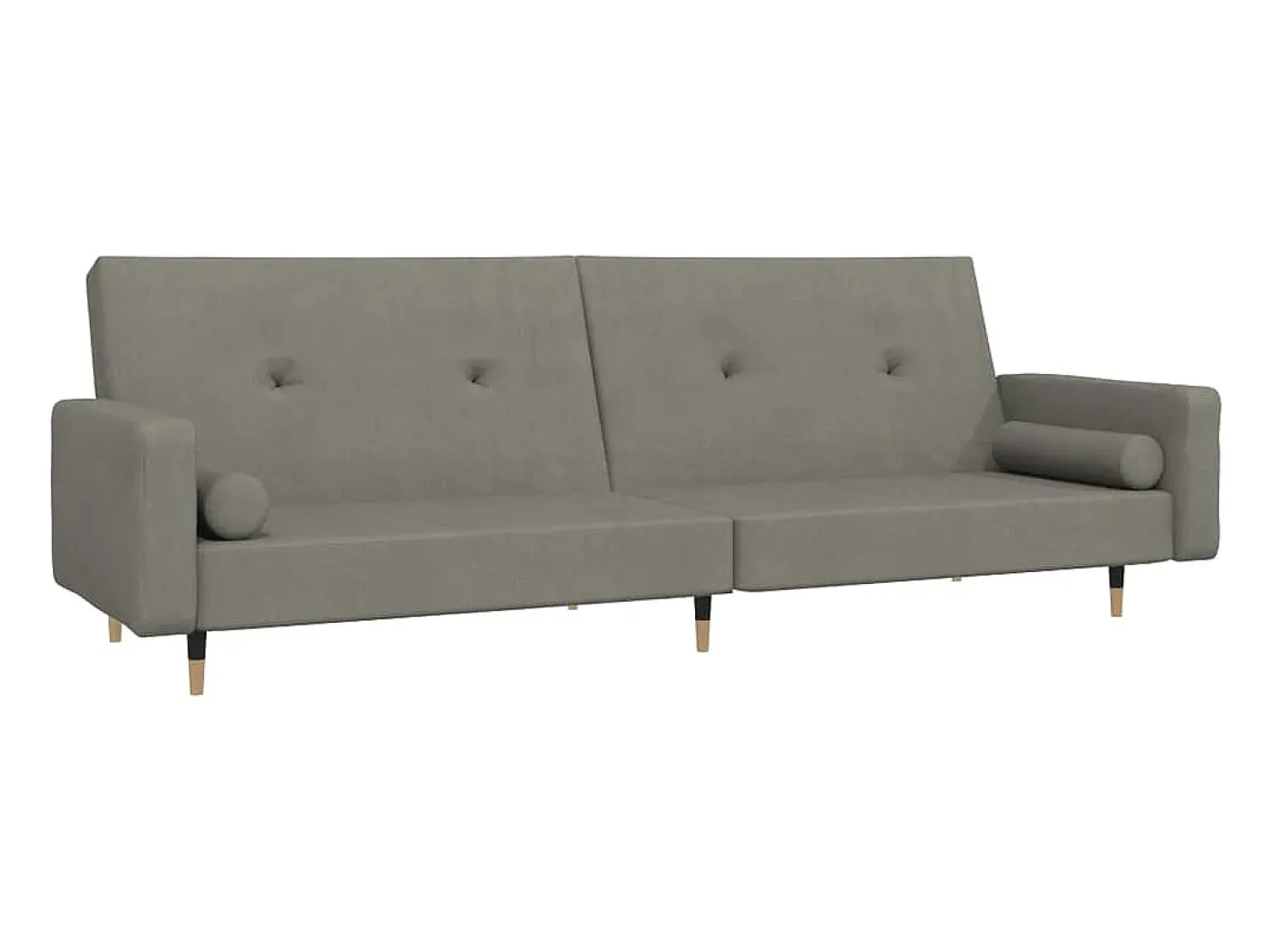 Sofá| Sofá-cama 2 lugares com duas almofadas veludo -claro PT894088 Cinzento