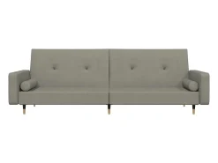 Sofá| Sofá-cama 2 lugares com duas almofadas veludo -claro PT894088 Cinzento