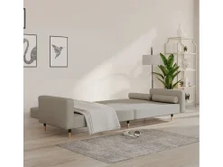 Sofá| Sofá-cama 2 lugares com duas almofadas veludo -claro PT894088 Cinzento