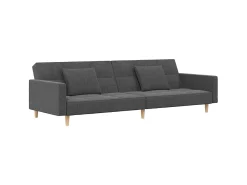 New Sofá-cama 2 lugares com duas almofadas tecido cinzento-claro PT913398 Cinzento claro