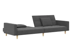 New Sofá-cama 2 lugares com duas almofadas tecido cinzento-claro PT913398 Cinzento claro