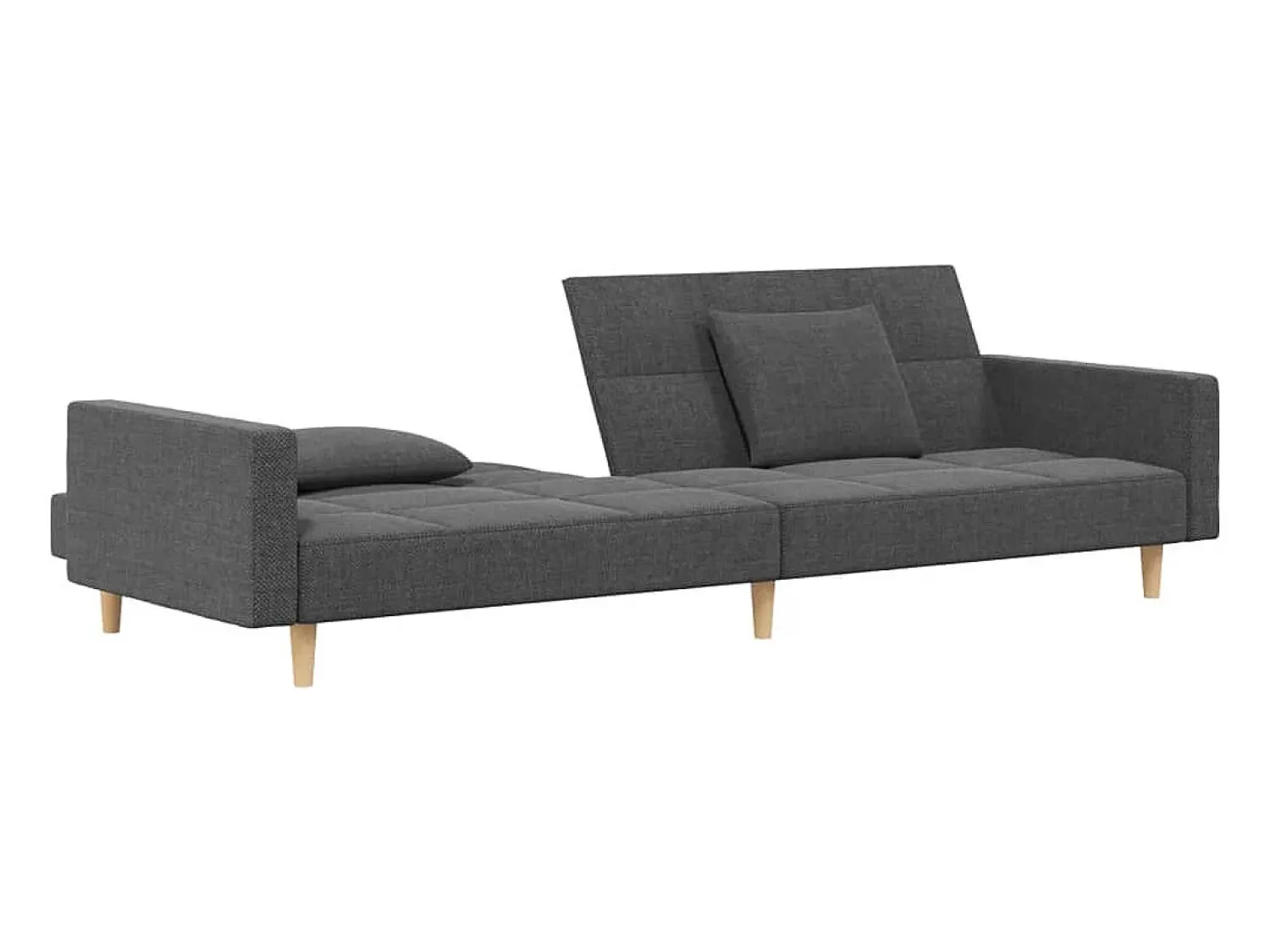 New Sofá-cama 2 lugares com duas almofadas tecido cinzento-claro PT913398 Cinzento claro