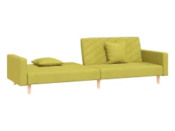 Outlet vidaxl Sofá-cama 2 lugares com duas almofadas tecido Verde