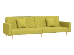 Outlet vidaxl Sofá-cama 2 lugares com duas almofadas tecido Verde