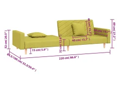 Outlet vidaxl Sofá-cama 2 lugares com duas almofadas tecido Verde