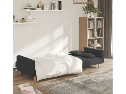 Sofá-cama 2 lugares com duas almofadas tecido -escuro PT875829^ Sofá