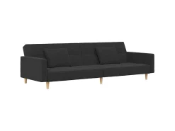 Sofá-cama 2 lugares com duas almofadas tecido -escuro PT875829^ Sofá