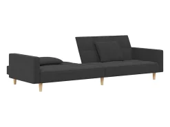 Sofá-cama 2 lugares com duas almofadas tecido -escuro PT875829^ Sofá